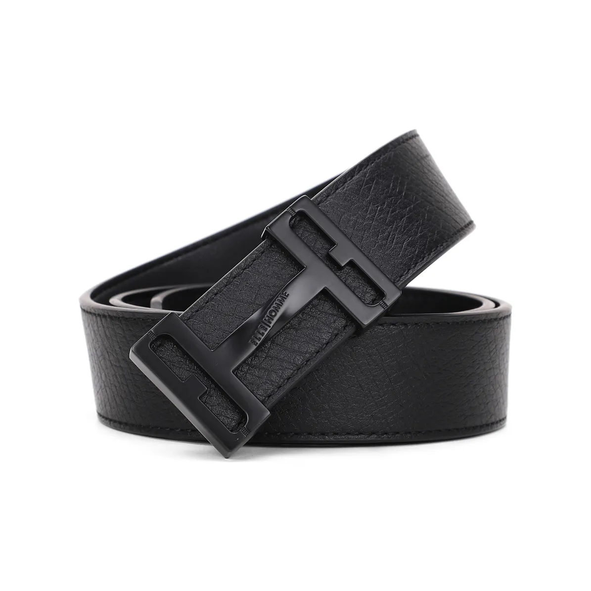 ELLE HOMME Модный Сплав Пряжка-пластина Лицевая коровья кожа Ремни Мужской Черный Ширина 3,4CM