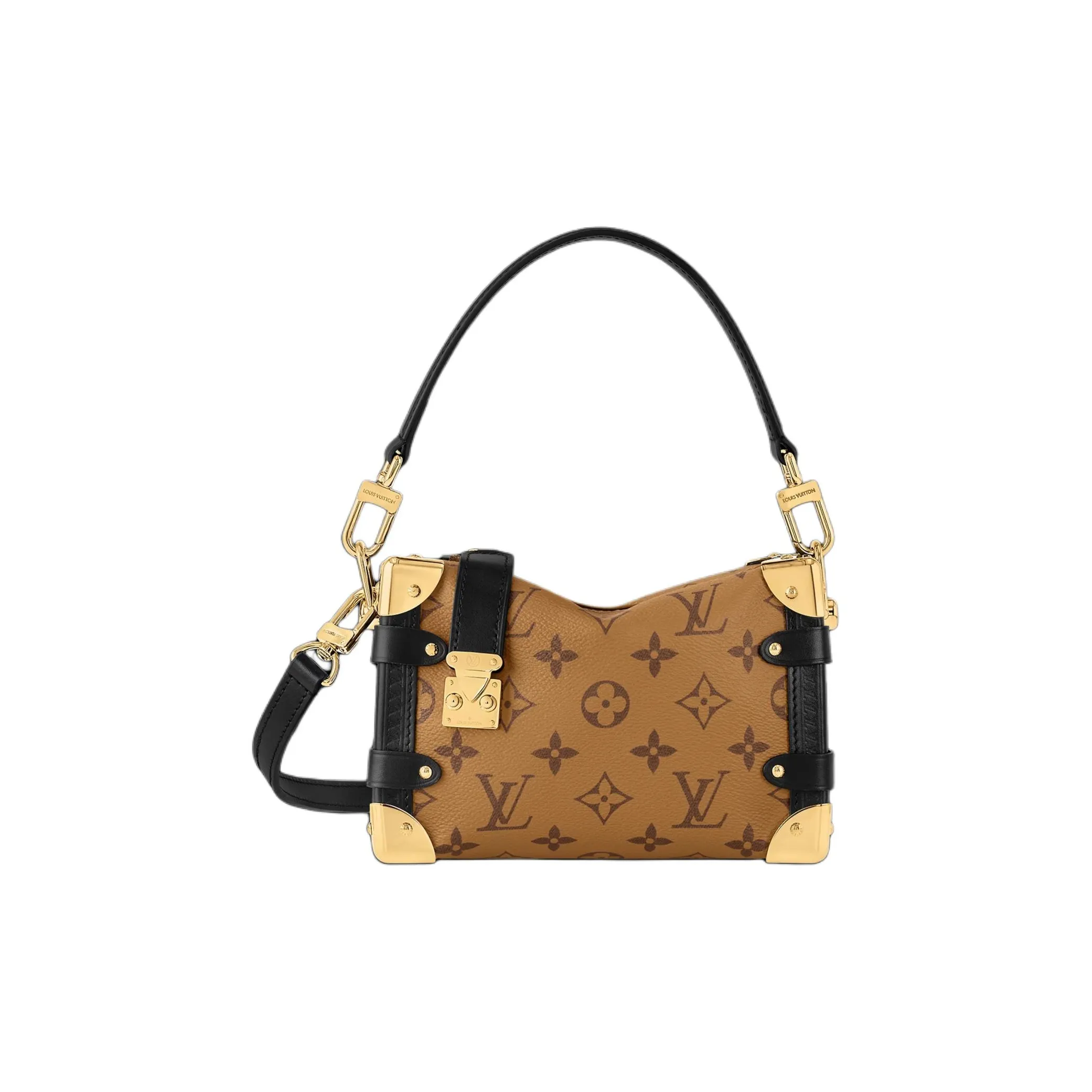 LOUIS VUITTON Trunk Canvas With Leather Soft Box Shoulder Bag, Crossbody Bag Unisex Black & Brown