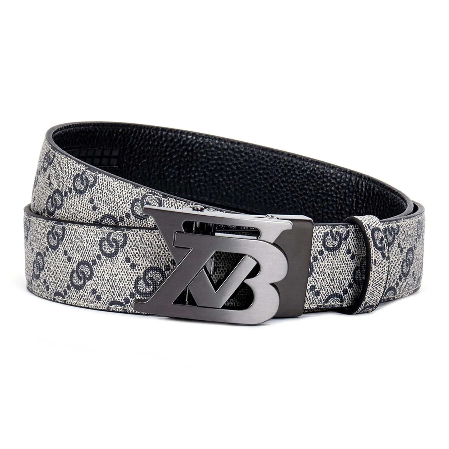 FORTEI Boyfriend, Cow Leather Belts Men's Vintage Blue Width 3.5cm Gift Box Set