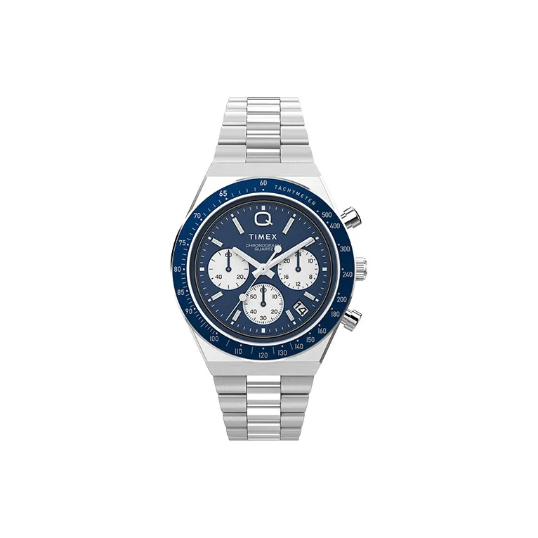 TIMEX Мужские часы Кварцевый механизм Ремешок из нержавеющей стали 40 мм Синий циферблат