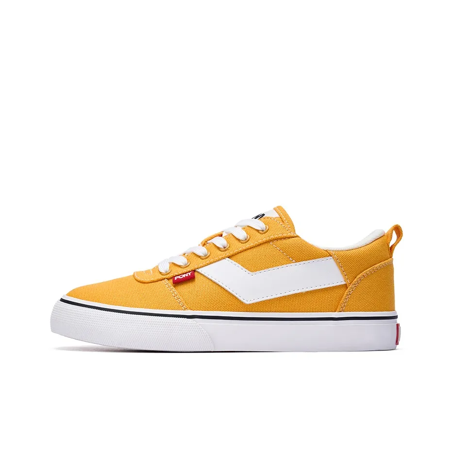PONY Skate Slip-Resistant Shock Absorbers Low-Top Skateboarding Shoes Unisex Yellow White PONY Skate Slip-Resistant Shock Absorbers Низкие Кроссовки для Скейтбординга Унисекс Желтый Белый