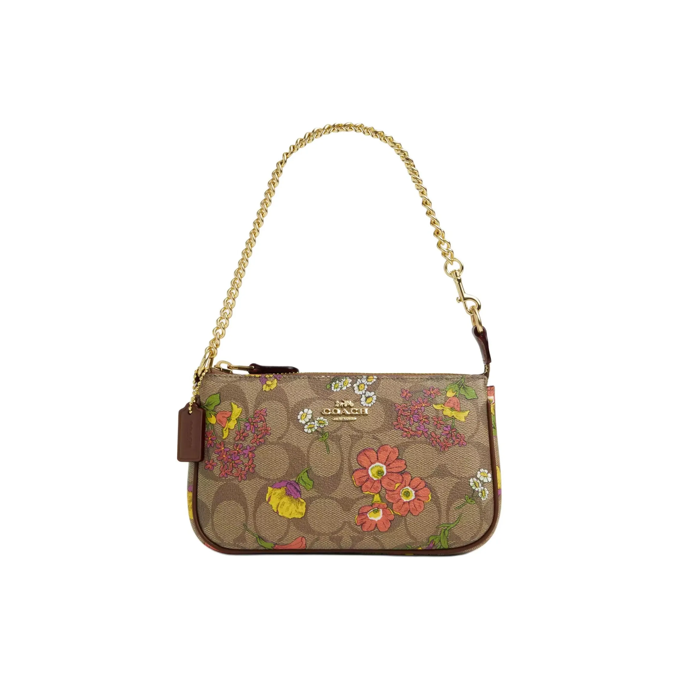 COACH Nolita Canvas One Shoulder Handbag Trumpets Women's Gold & Khaki & Multicolor