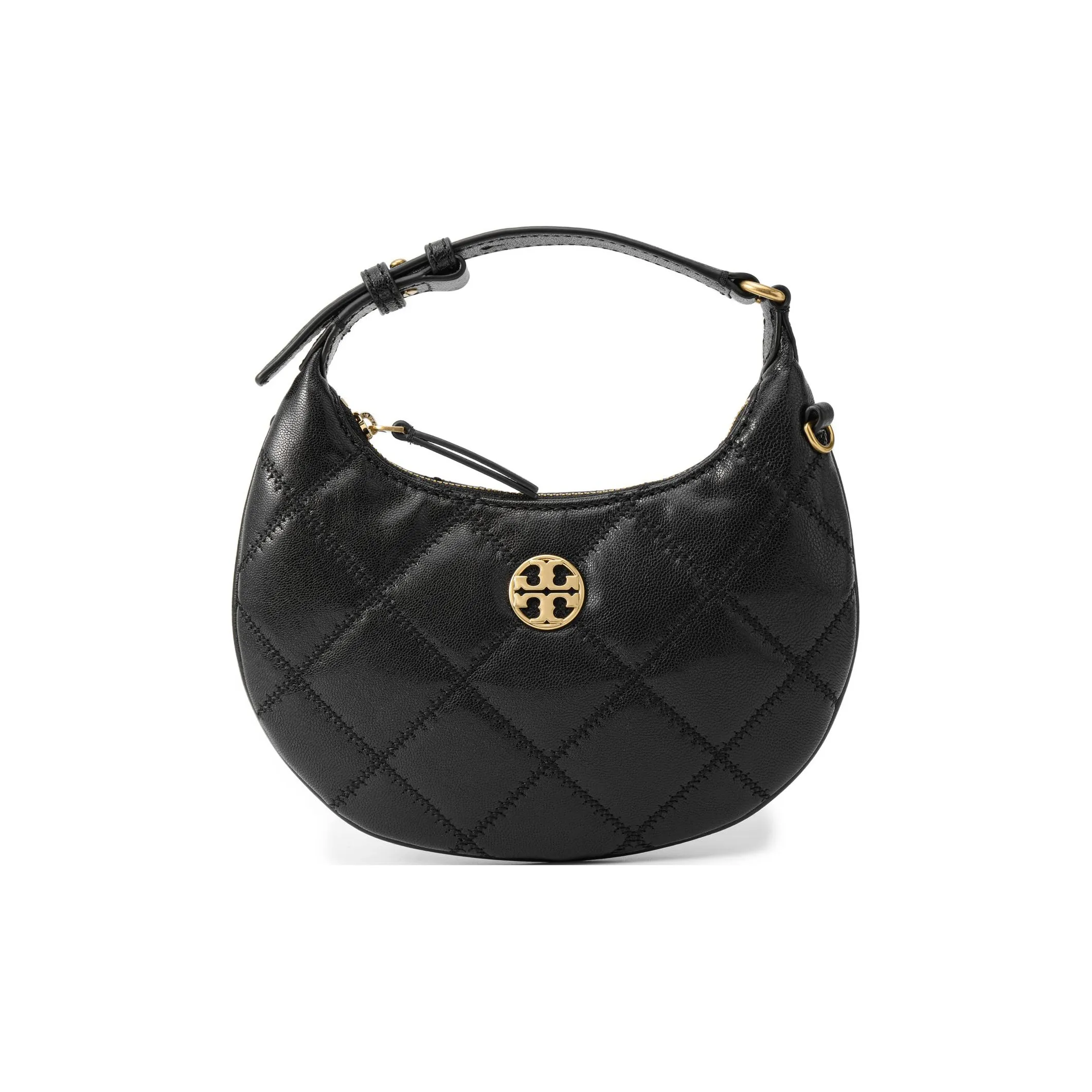 TORY BURCH TB Willa Коровья кожа Полумесяц Сумка Плечевая сумка Маленькая Женская Черная