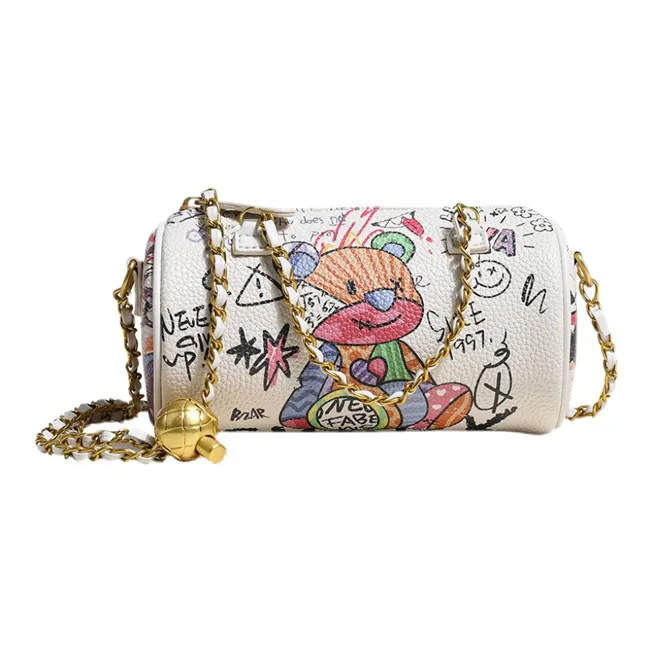 MZ HOUGE PU Niche Cute Bear Bag Chain Crossbody Bag Regular Women's Ecru/Apricot