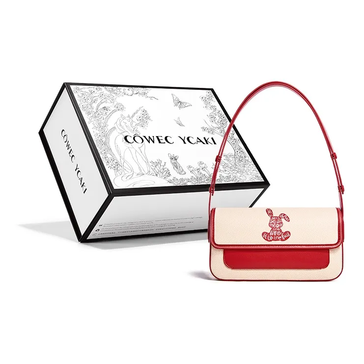 COWEC YCAKI Коровья кожа Сумка через плечо Сумка-багет Сумка через плечо Маленькая Женская Белая