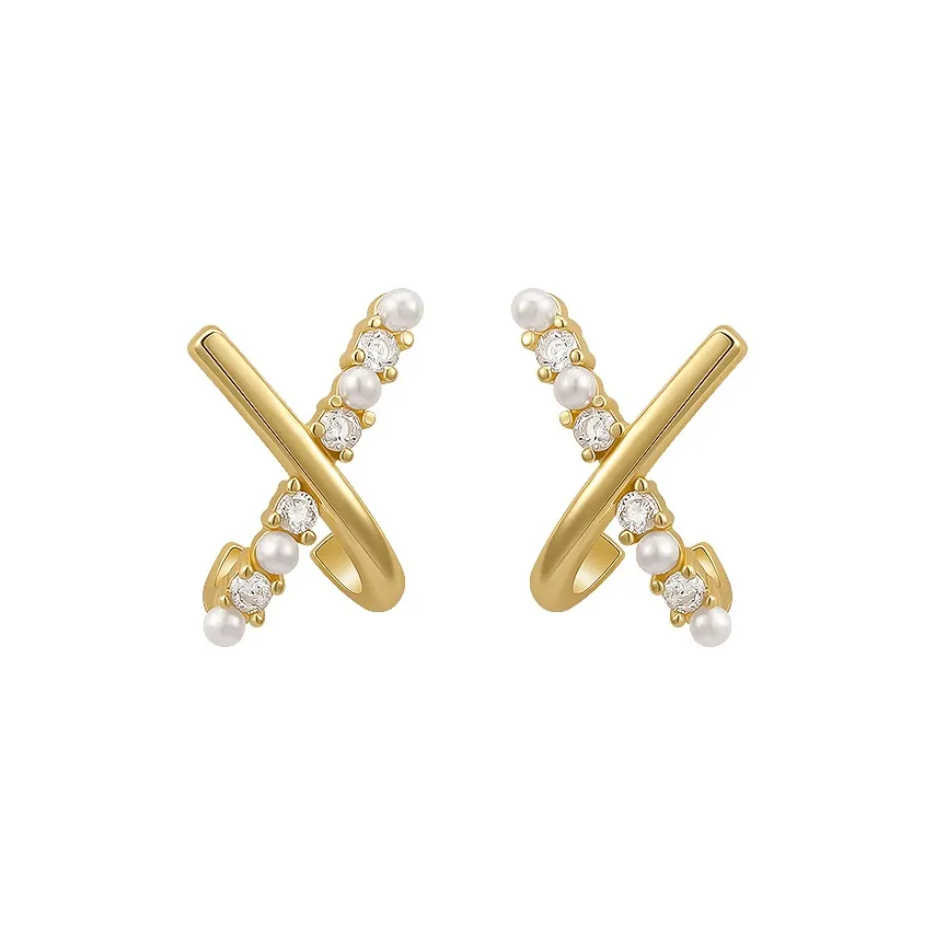 KING OF BLING Сплав Циркон Искусственная жемчужина Серьги-гвоздики Женские