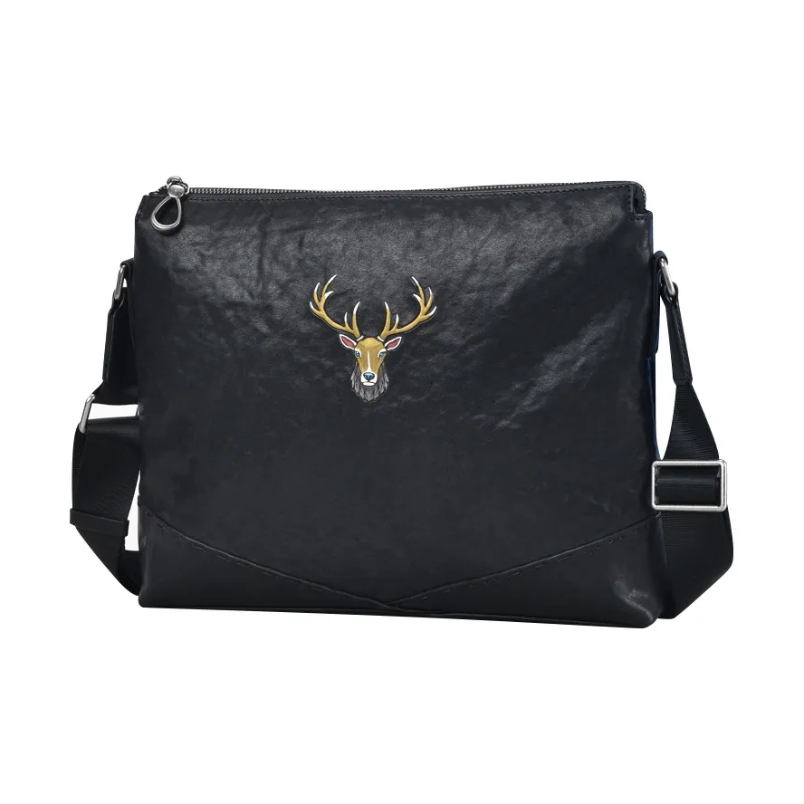 DOSRFINI Натуральная кожа Сумка через плечо Мужская Черная