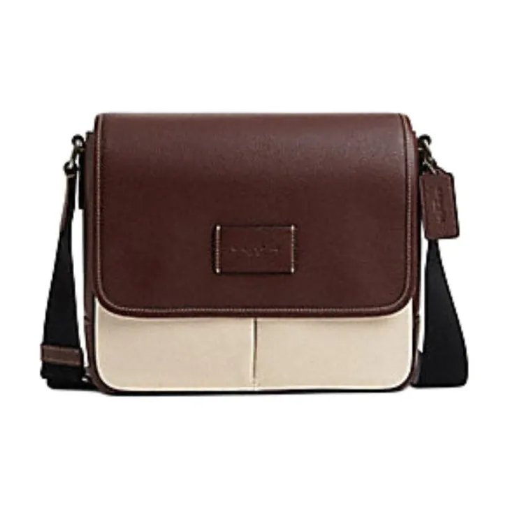 COACH Sprint Холст с утонченной зернистой текстурой кожа сумка через плечо среднего размера женская черный и натуральный многоцветный