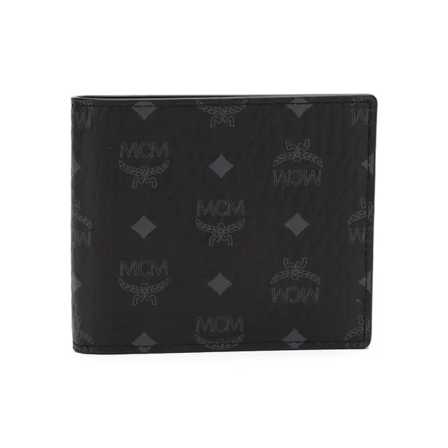 MCM Essential Visetos Origina Кошелек из кожи с пэчворком и PVC маленький женский черный