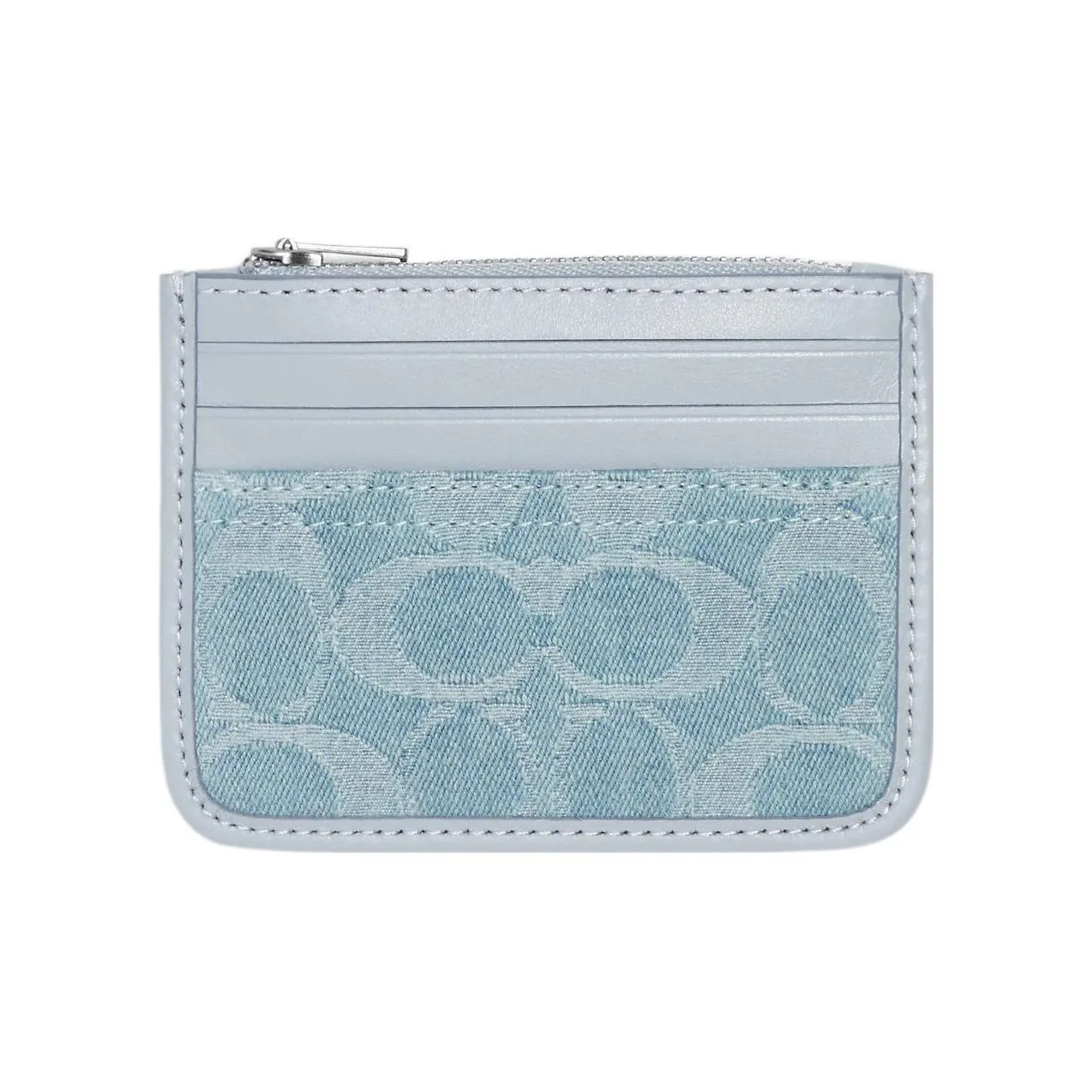 COACH Corner Zip Ткань с коровьей кожей Кошелек Держатель для карт Женский Синий