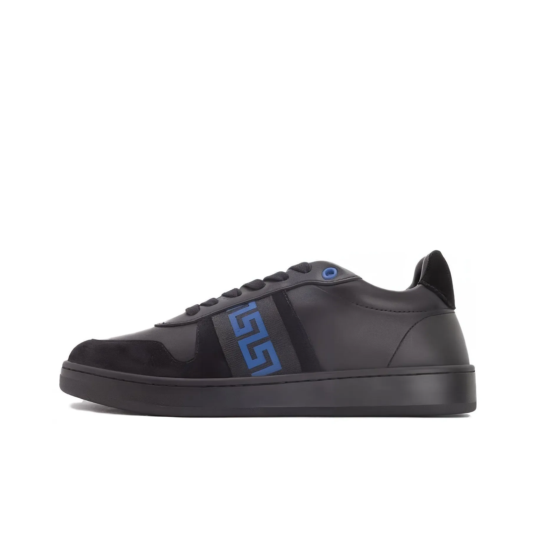 VERSACE Leather Low Top Sneaker Black Blue