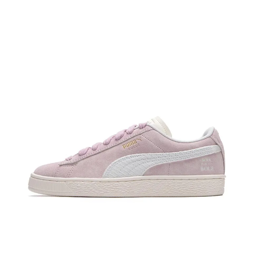 PUMA Suede Abrasion Resistant Low Top Skateboard Shoes Unisex Pink