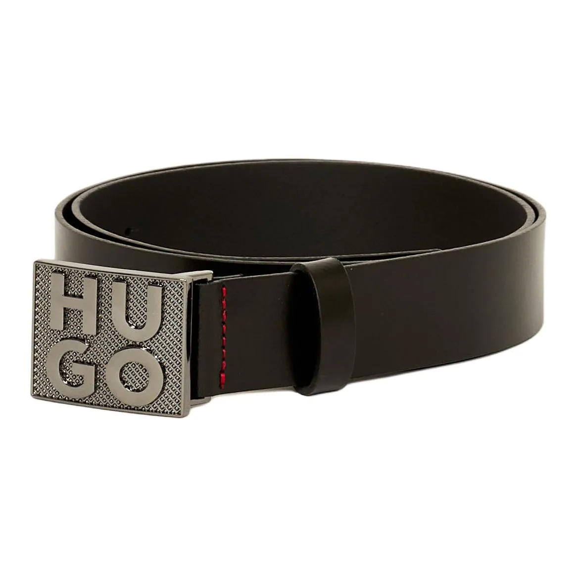 HUGO BOSS Cow Leather Belts Men's Black Width 3.5CM