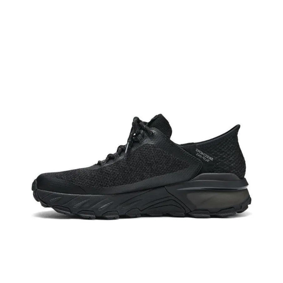 Skechers Cushioning Anti Slip Wear Resistant Breathability Low Top Running Shoes Men's Black
