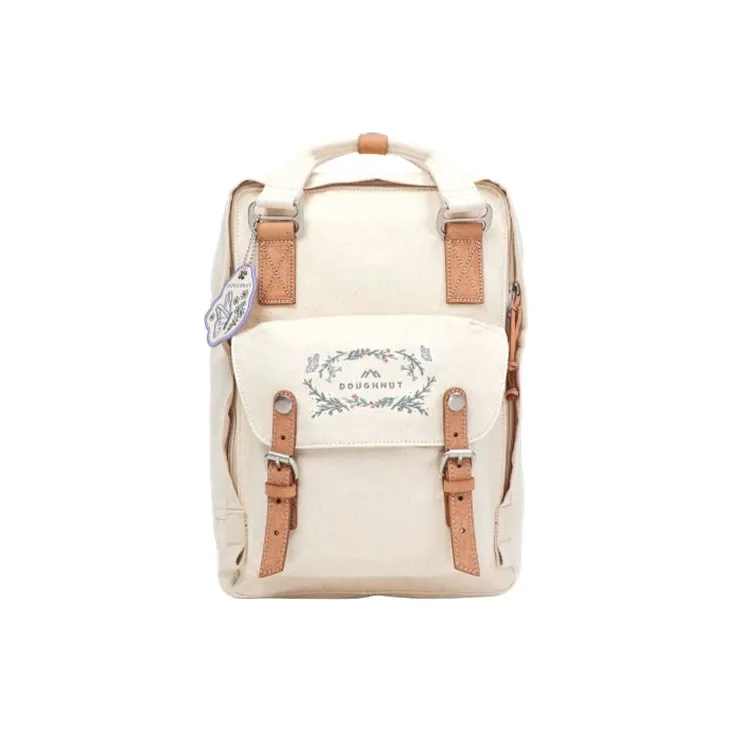 Doughnut Organic Cotton Backpack Medium Size Unisex Beige Yellow