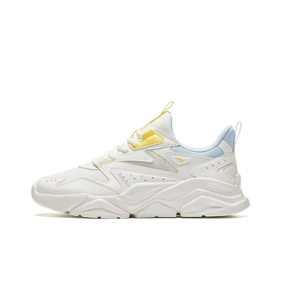 Anta Life Collection Cushioning Slip Resistant Low Top Casual Shoes Women's White Yellow Blue