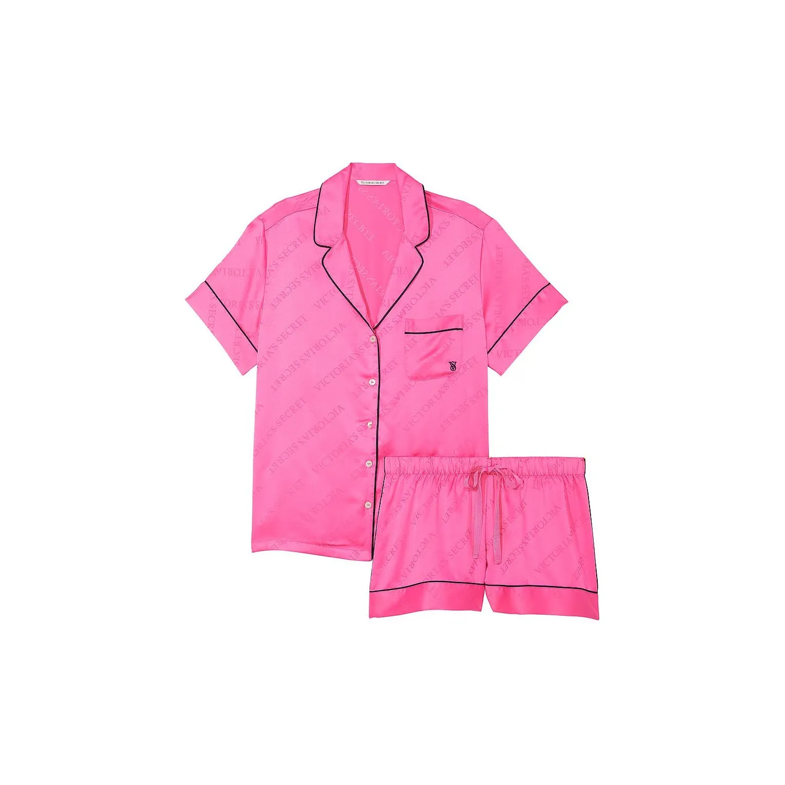 Victoria's Secret Сатин Короткий Комплект Пижамы Hollywood Розовый Комплект Пижам Женские Розовый Красный