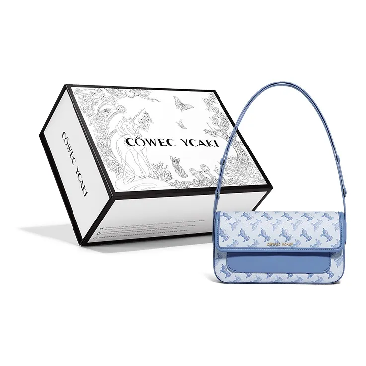 COWEC YCAKI Pvc Baguette Bag Shoulder Bag Small Square Bag Shoulder Bag Large Size Women's Norway Blue