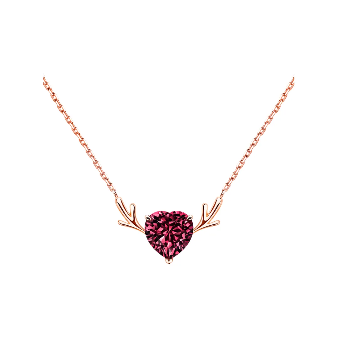 Rarebeauty Deer 18K Rose Gold, Natural Magnesium Aluminum Garnet Necklaces Women's