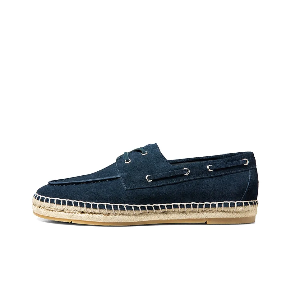 THOM WILLS Trendy Versatile Slip on Suede Espadrilles Casual Shoes Men's Dark Blue