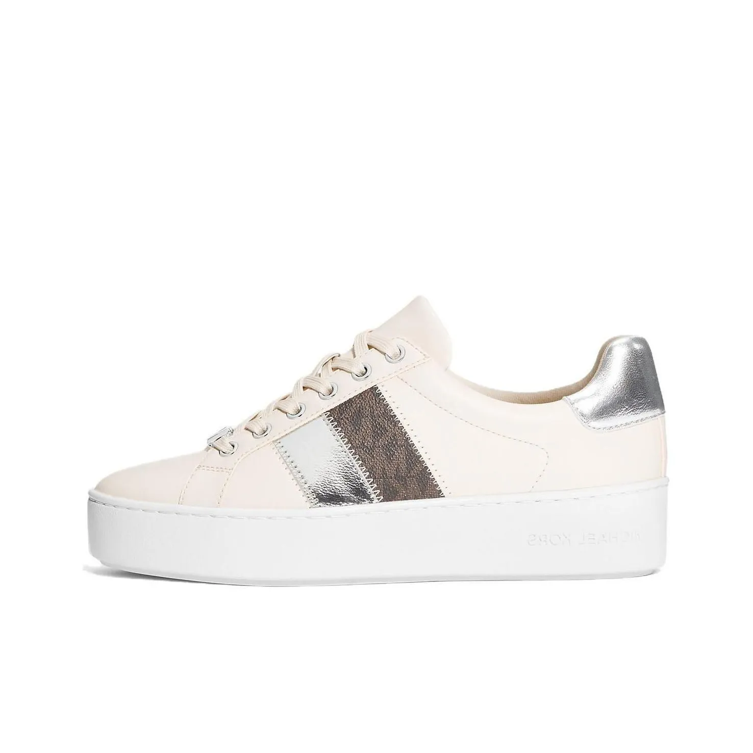 MICHAEL KORS Low Top Skateboard Shoes Women's Beige Silver