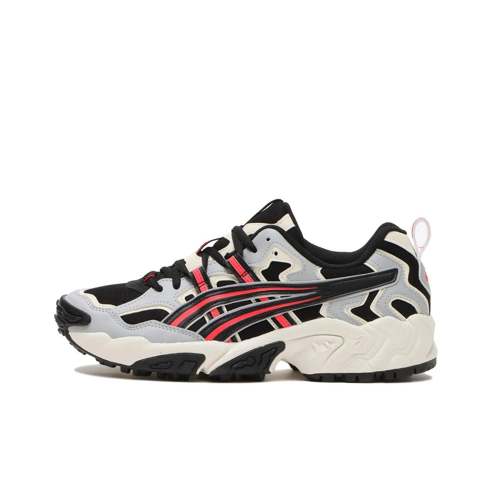 Asics GEL NANDI LT Cushioning, Abrasion Resistant, Height Increasing Low Top Chunky Sneakers Unisex Black White Gray