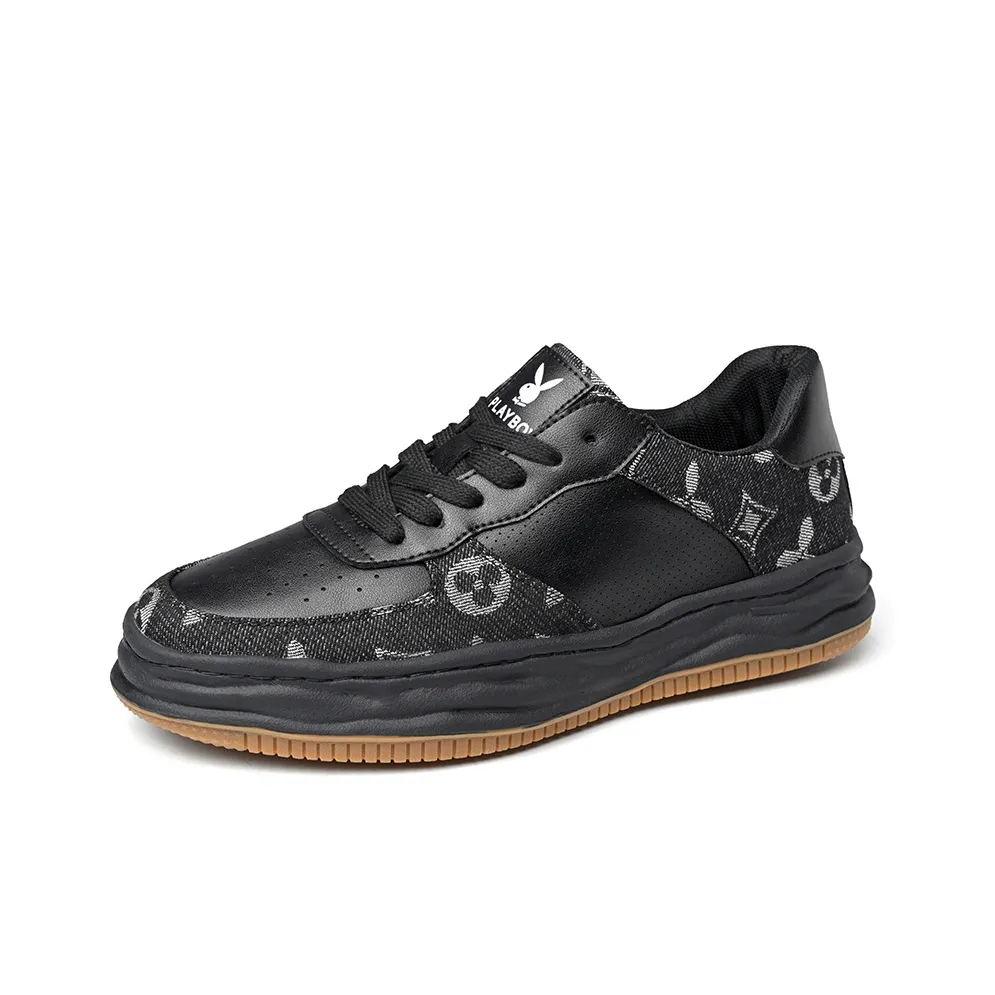 Playboy Skateboard Shoes Men Low-Top White/Black
