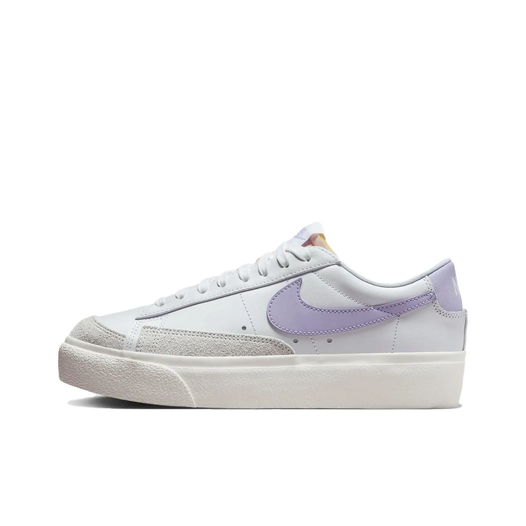 nike Blazer Low Платформа Slip-resistant Shock Absorbers Низкий Топ Скейтборд Кроссовки Женские Белые Серые Фиолетовые