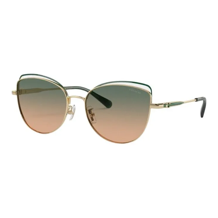 COACH Metal Irregular Shape Sunglasses Unisex Gold
