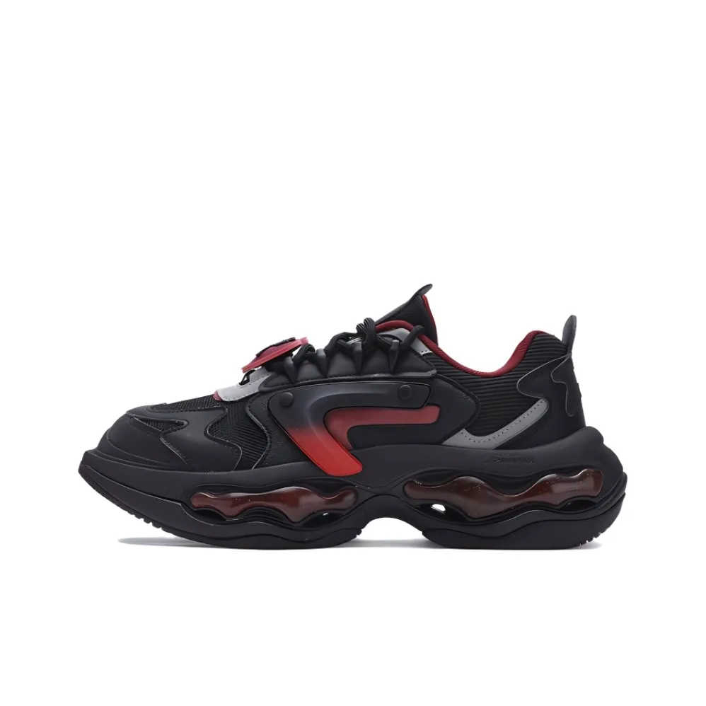 FILA FUSION NEBULA VDAY Cushioning Wear Resistant Low Top Casual Shoes Men's Black Red