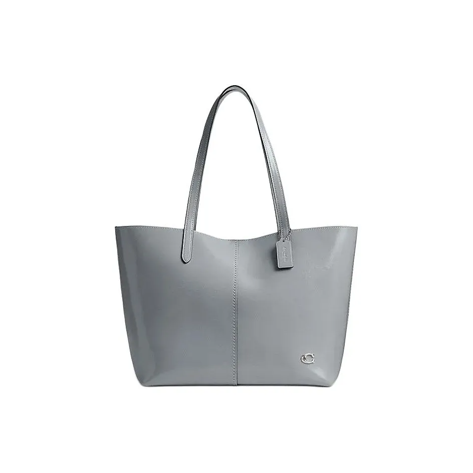 COACH Коровья кожа Одно плечо Сумка Большая Женская Серо-синяя