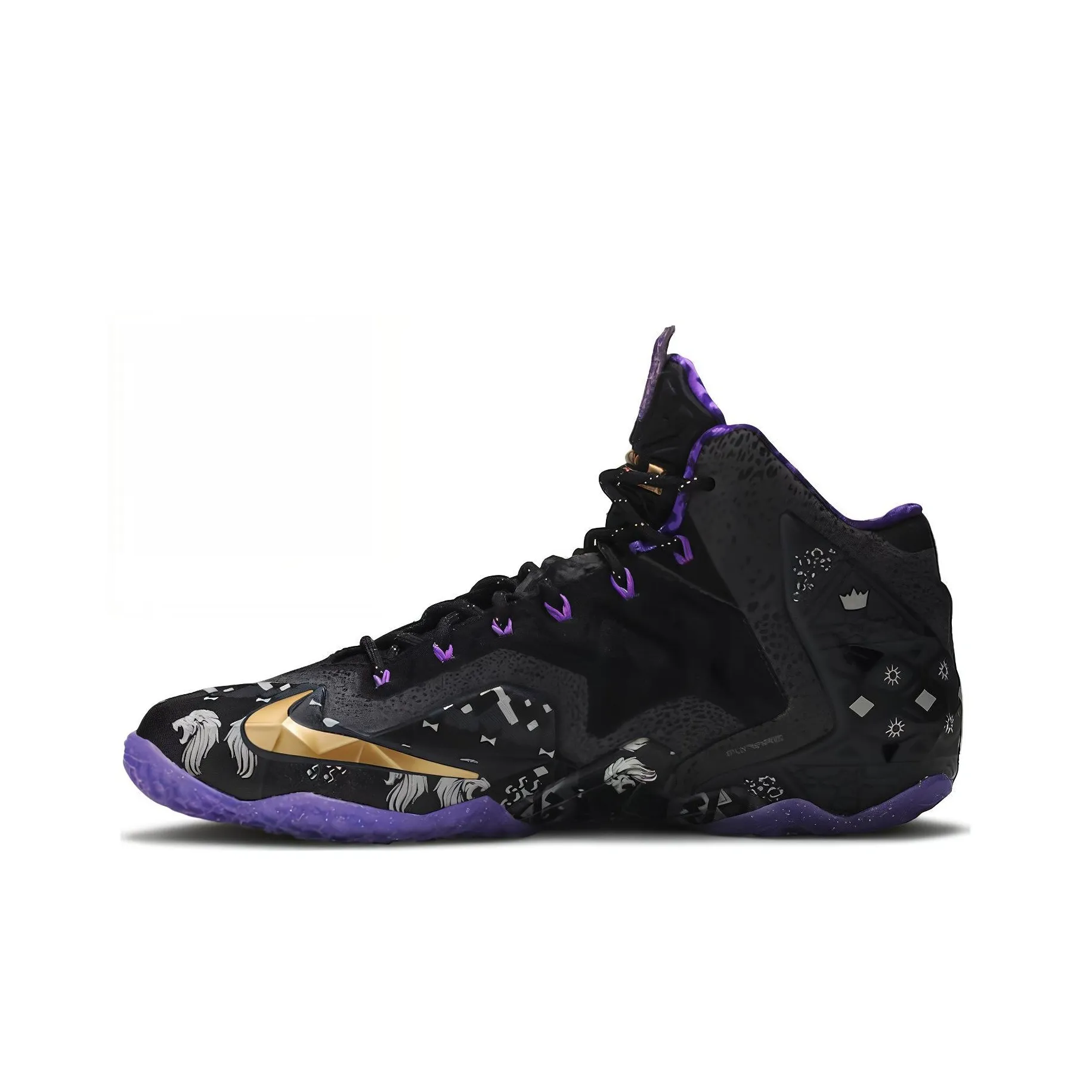 Nike Lebron 11 BHM Черный Месяц Истории Non Slip Легкий MID Баскетбольные кроссовки для игры Мужской Черно-фиолетовый