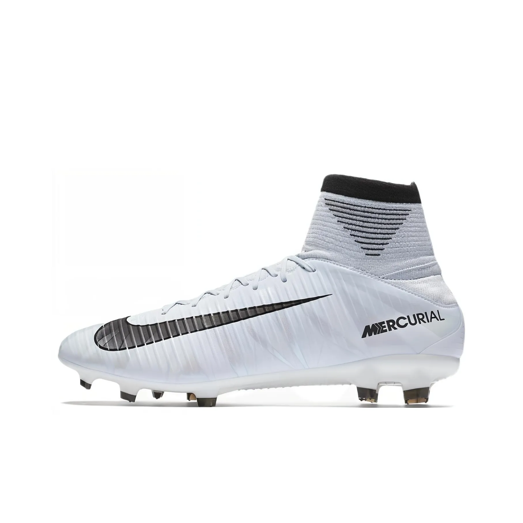 Nike CR7 Series FG Rubber Long Studs Firm Ground Cushioning Anti Slip And Wear Resistant Soccer Shoes Men's White Black