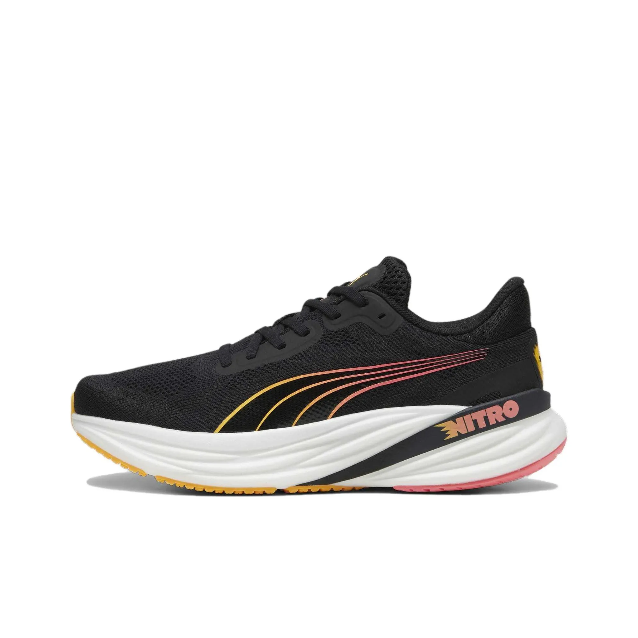 PUMA Magnify Nitro 2 Slip Resistant Low Top Running Shoes Men's Black Red