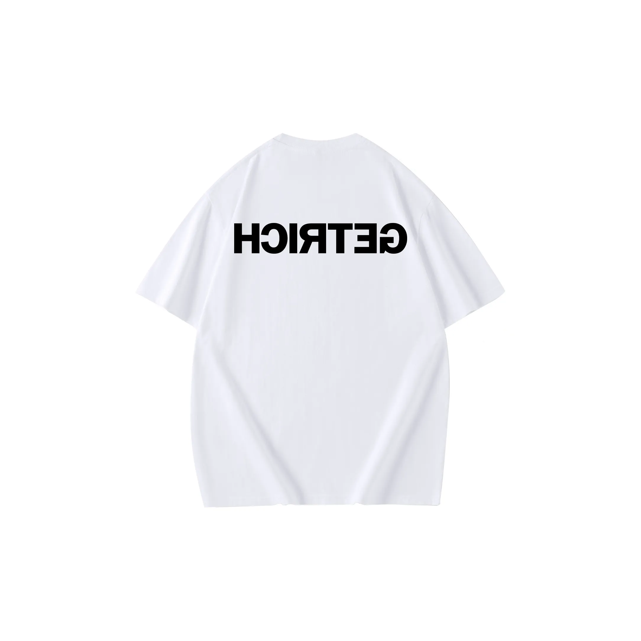ALang Studio Casual Loose Fit Off The Shoulder 100% Cotton Pullover Crew Neck Short Sleeved T Shirts Unisex
