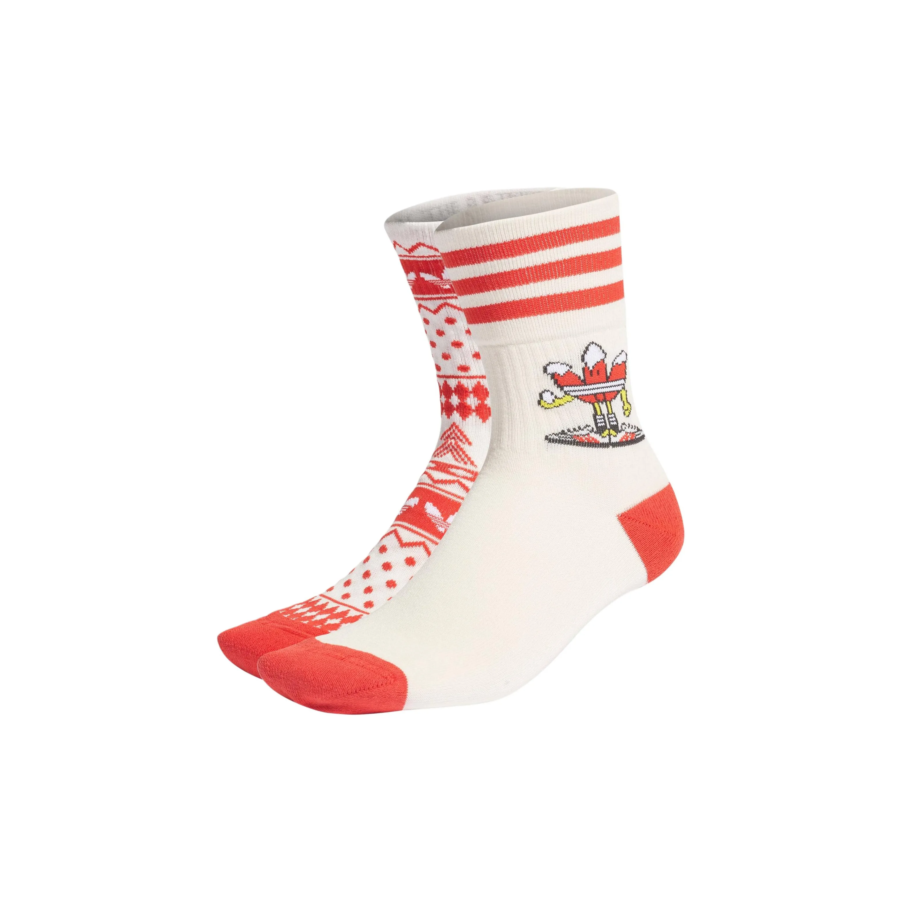 Adidas Originals Mid Calf Socks Unisex 2 Pack Ecru/Red