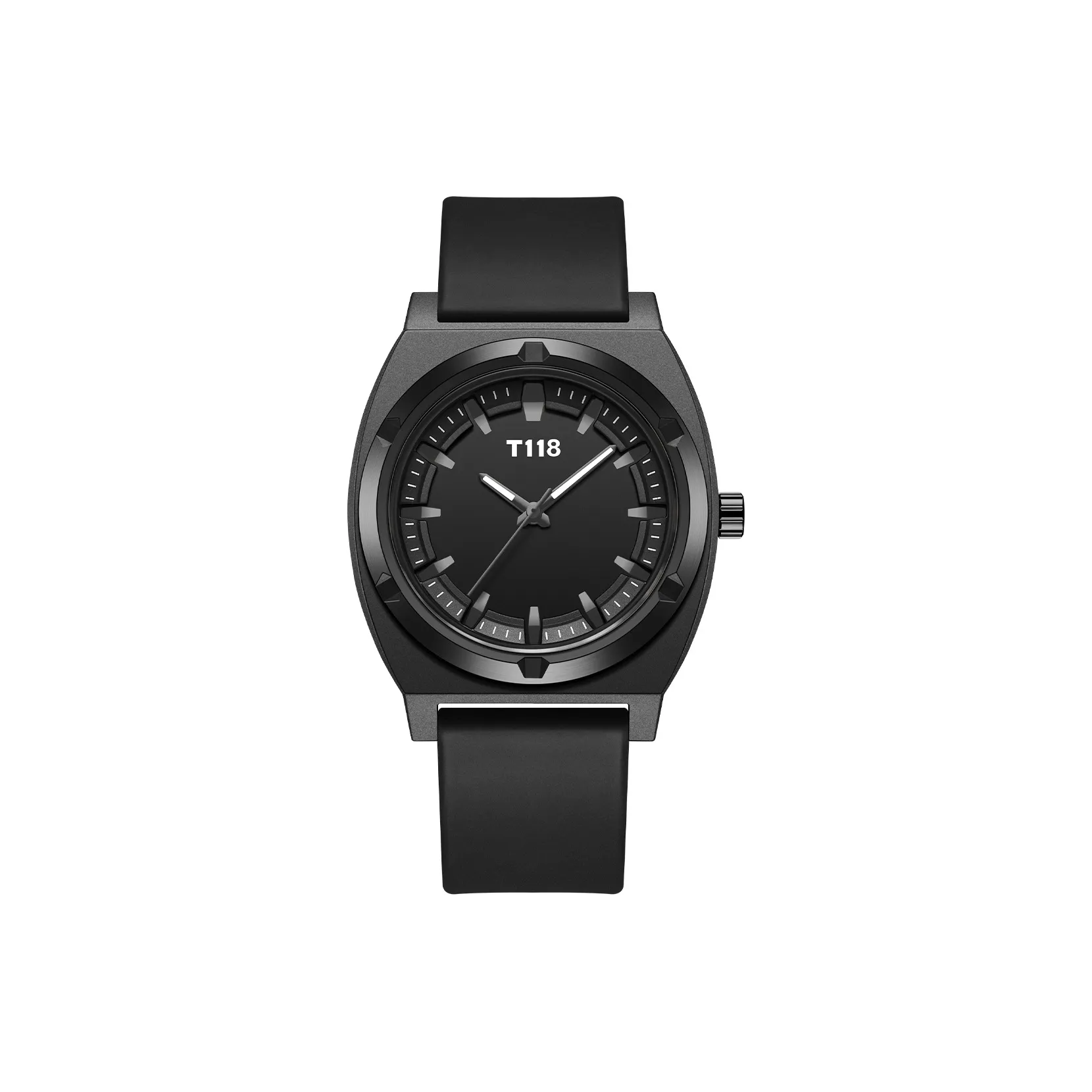 T118 Кварцевые часы Кварц Механизм Силиконовый ремешок Часы Унисекс Черный циферблат DTM1200