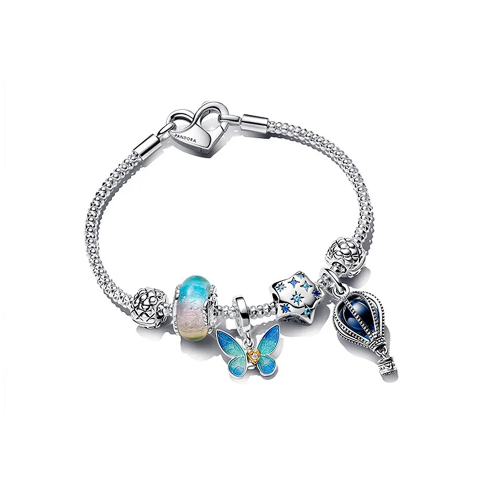 Pandora 925 Sterling Silver, Enamel, Gold Plated Brass, Alloy, Synthetic Diamond, Glass Bracelets Women's Silver