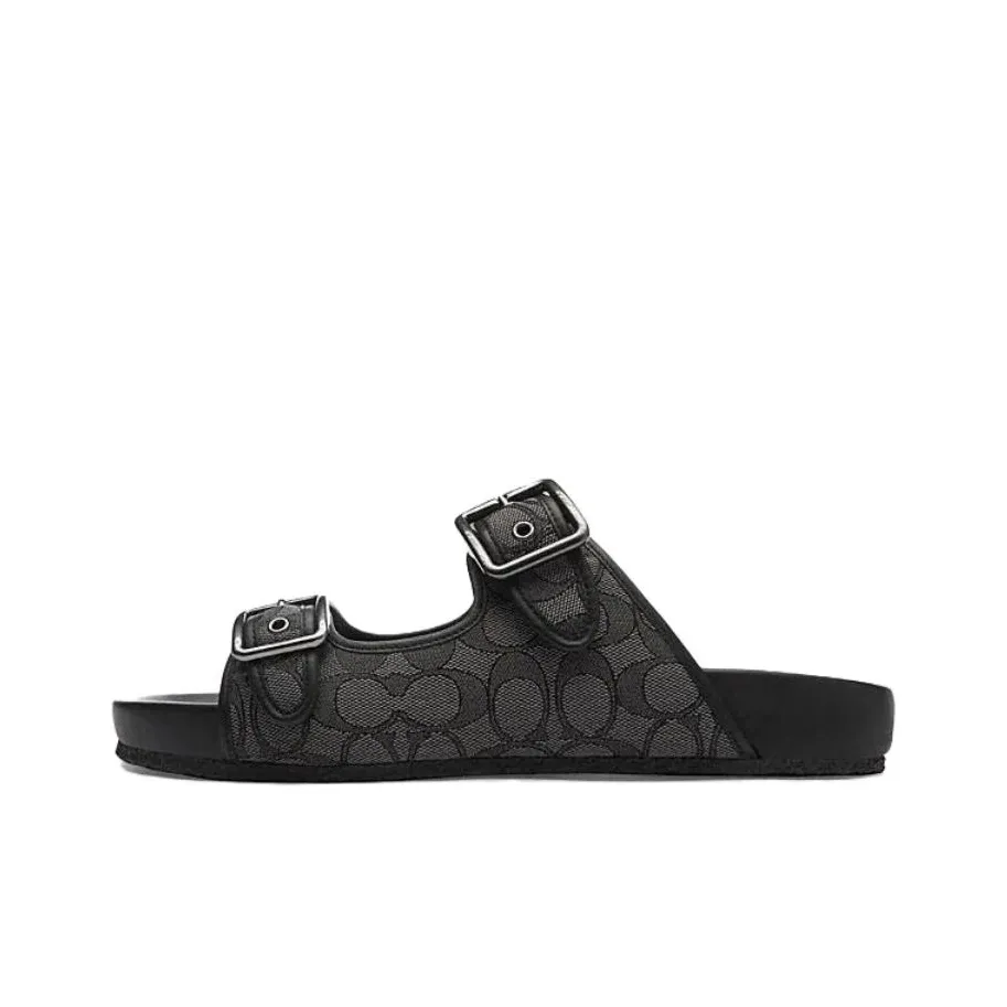 COACH Signature Rubber Sole Quiet Slide Slippers Men's Black