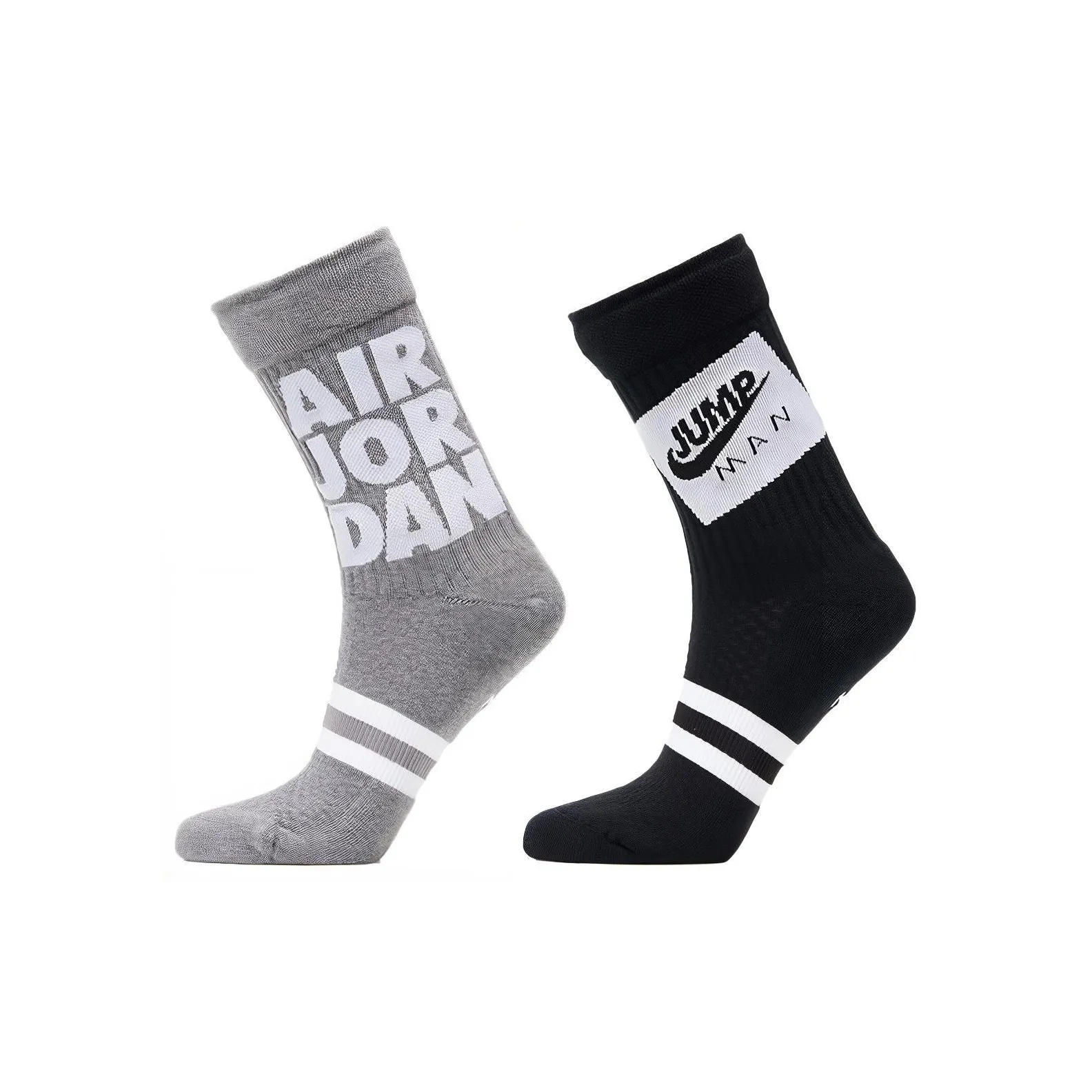 Jordan Mid Calf Socks All Unisex 2 Pack Black/Gray