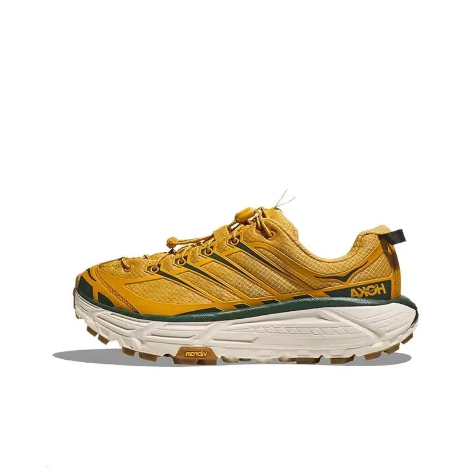 HOKA ONE ONE Mafate Three 2 Cushioned Wear Resistant Breathable Lightweight Low Top Casual Shoes Unisex Yellow