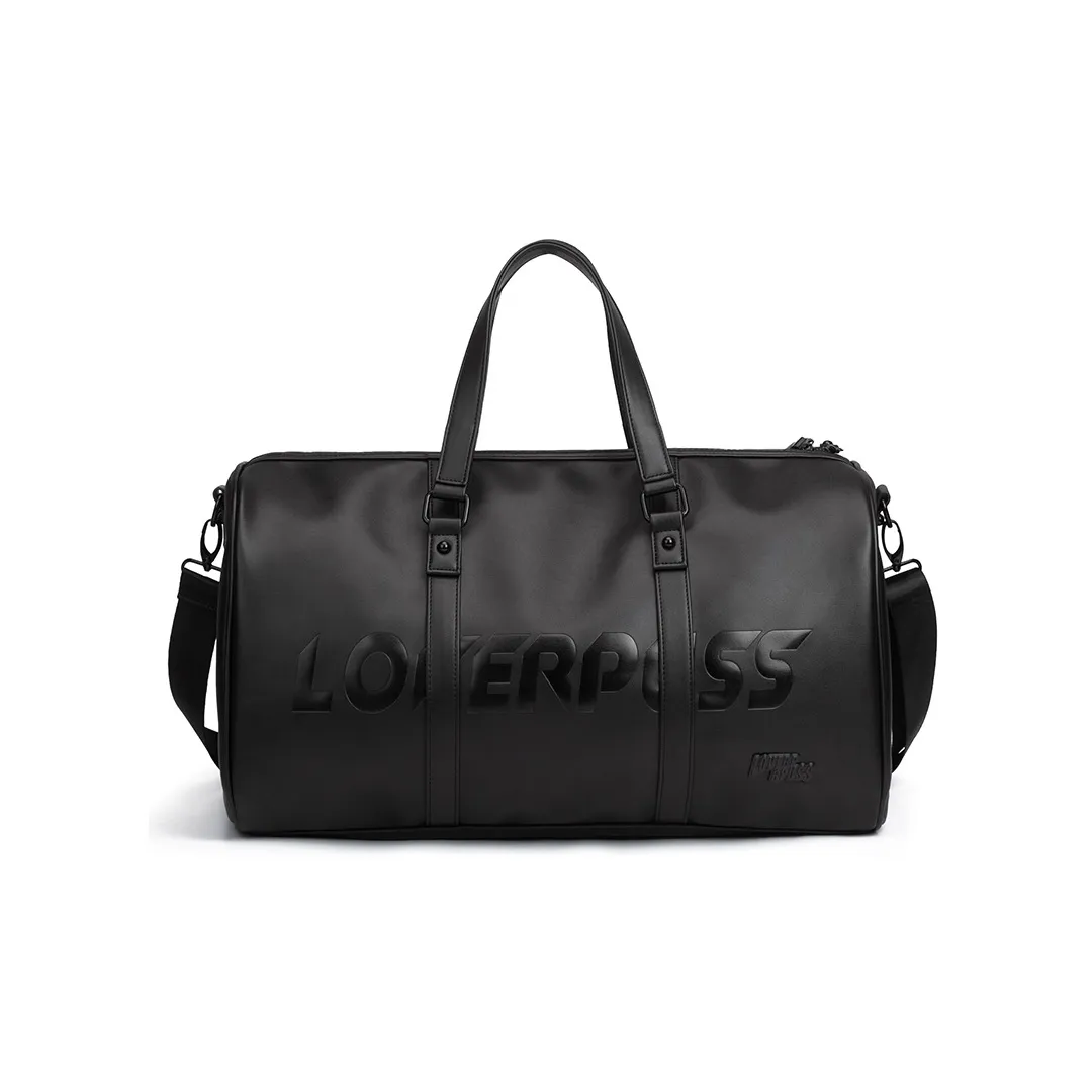 LOVERPUSS Polyurethane Gym Bag Large Size Unisex Cool Black