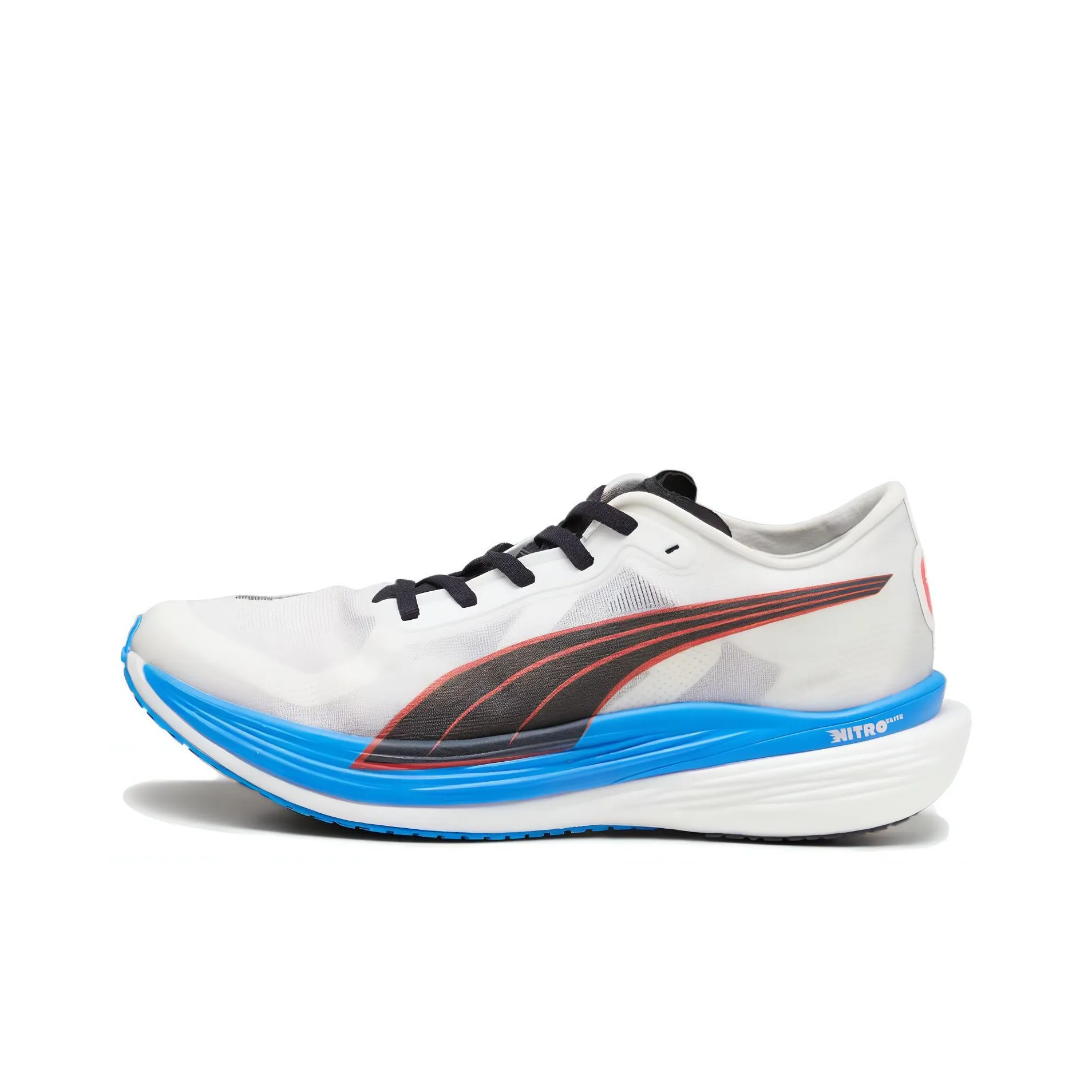PUMA Deviate Nitro Elite 2 Shock Absorbers Slip Resistant Abrasion Resistant Low Top Running Shoes Men's White Blue