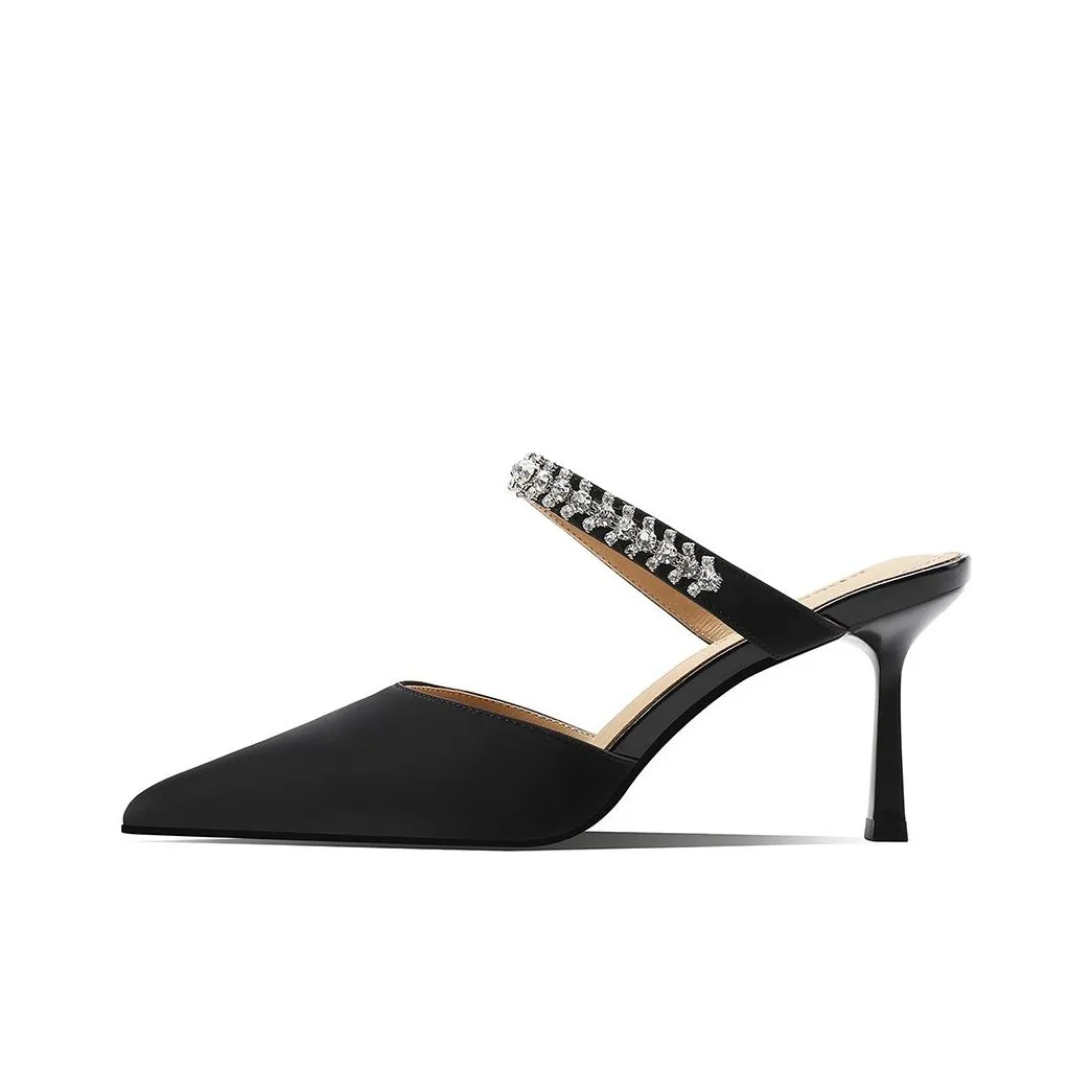 BOSSSUNWEN Pointed Toe Slim Heel, Closed Toe Slippers 7.5cm Women's