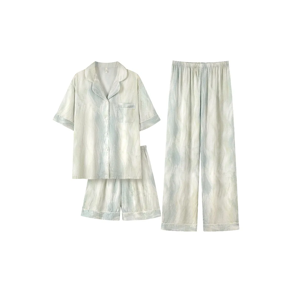 Maultiay Пижамный комплект женский Tie Dye зеленый