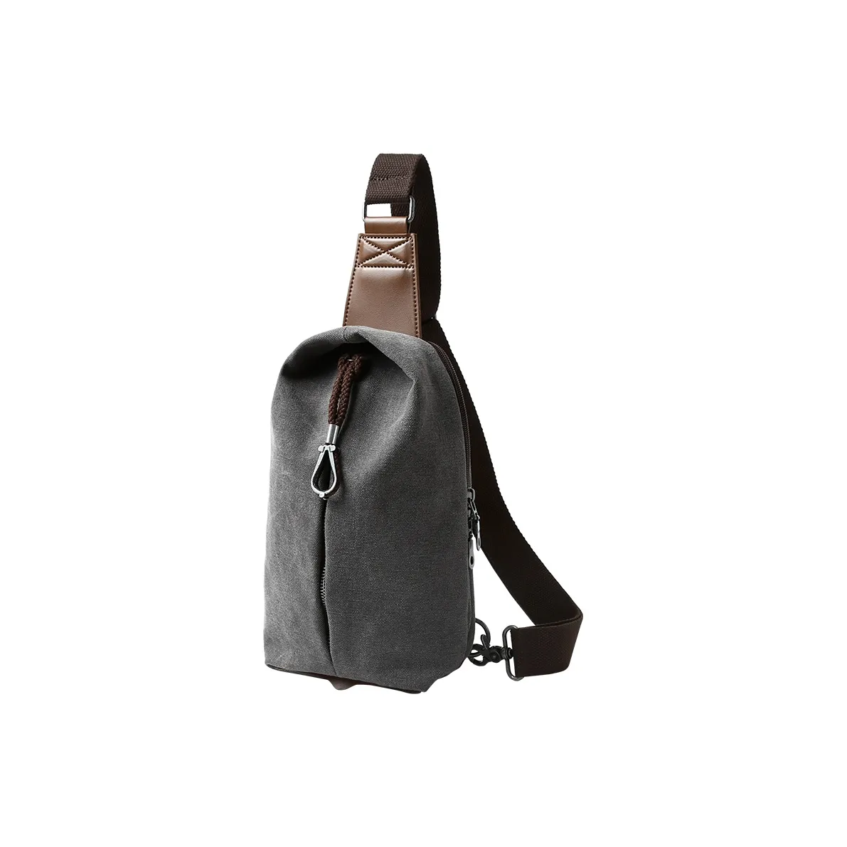 MOYYI Canvas Sling Bag Small Men's Gray Smoke Cyan