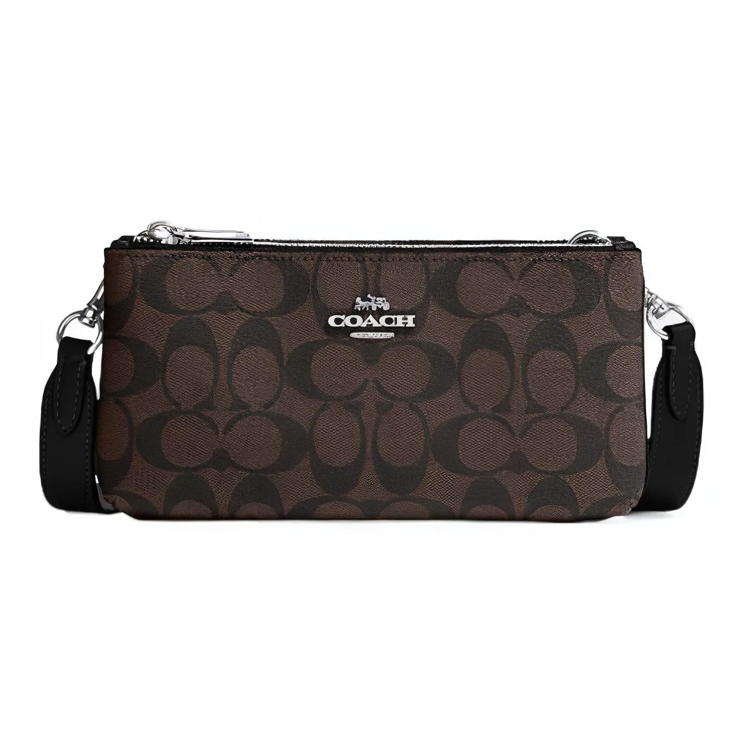 COACH Artificial Leather Envelope Bag, Shoulder Bag, Crossbody Bag Trumpets Women's Black Brown