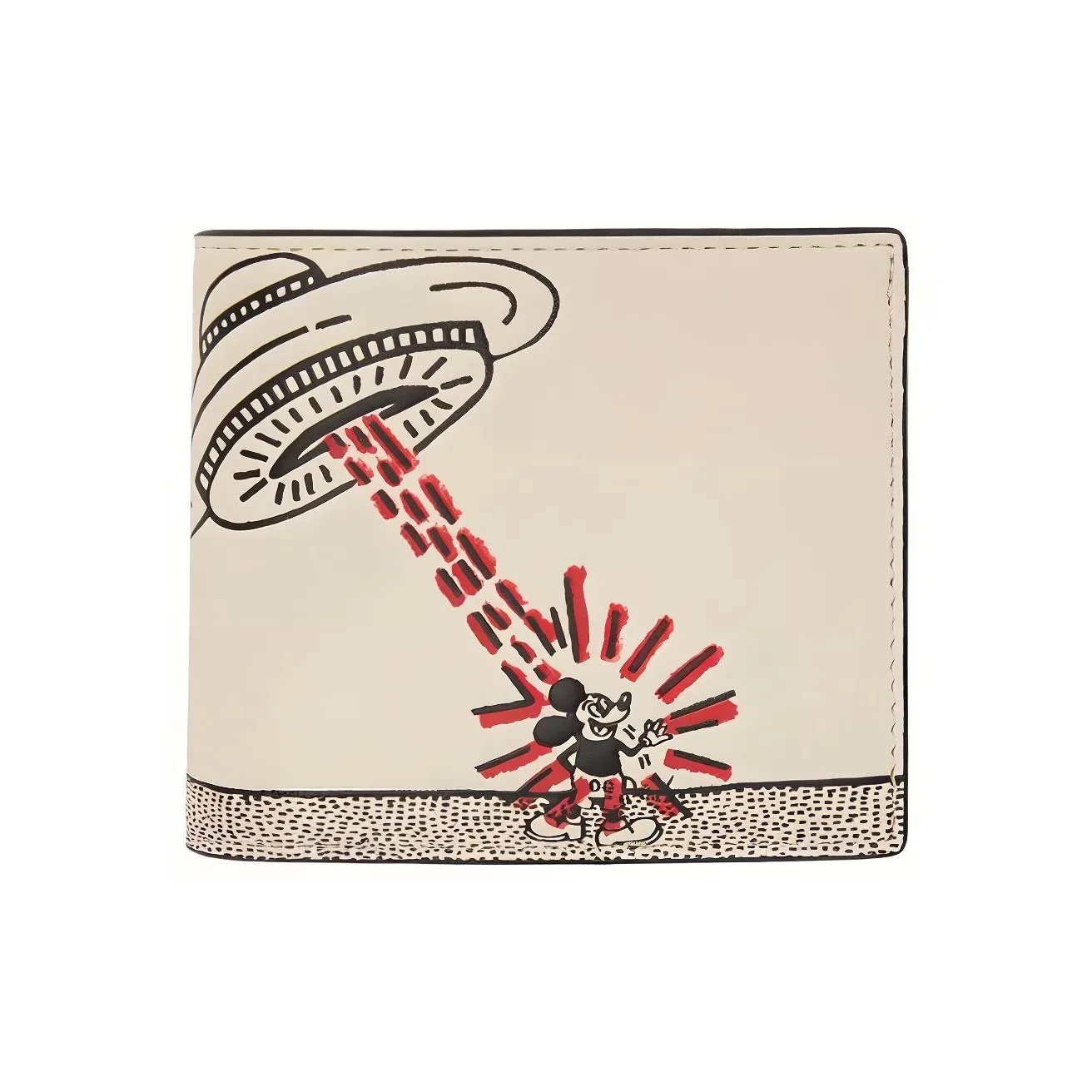 COACH Disney X Keith Disney Mickey Коллаборация Биллфолд Кошелек Кожа Кошелек Женские Красный Многоцветный