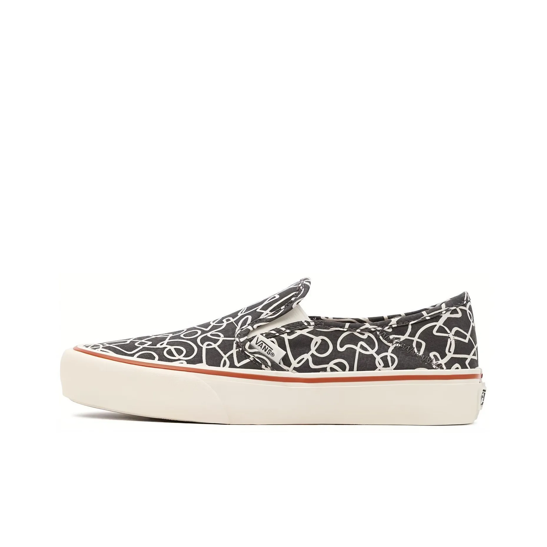 VANS Slip On Series Текстурированный Waves Low Top Скейтборд Кроссовки Unisex Черный Белый