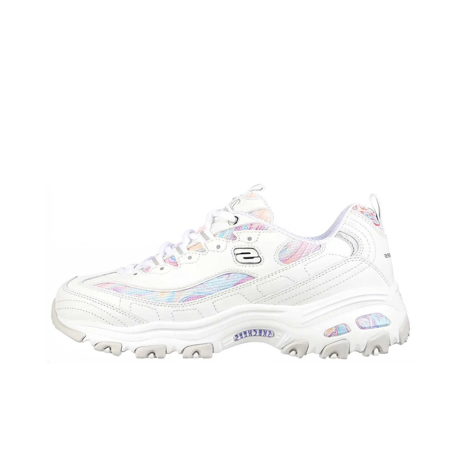 Skechers D'Lites Low Топ Толстая подошва Кроссовки Женские Белые и Многоцветные